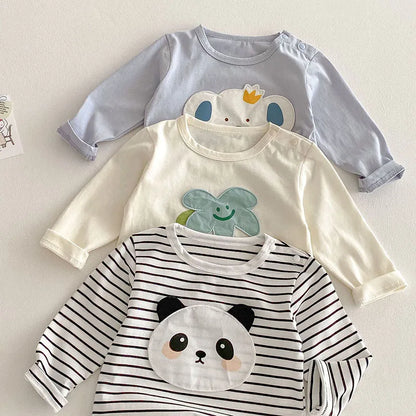 2025 New Spring Cartoon T-Shirts – Soft Cotton Long-Sleeve Tees for Kids (0-5Y)