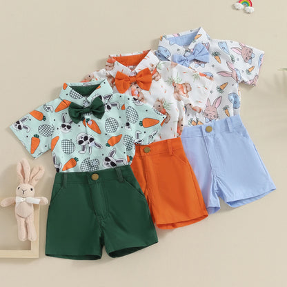 Toddler Baby Boy Summer Set – Short Sleeve Button Down Shirt & Shorts, Gentleman Outfits