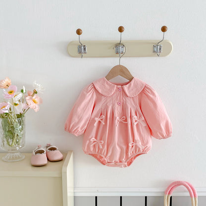 Sweet Bow Princess Onesie – Adorable Long-Sleeve Romper for Baby Girls (0-1Y)