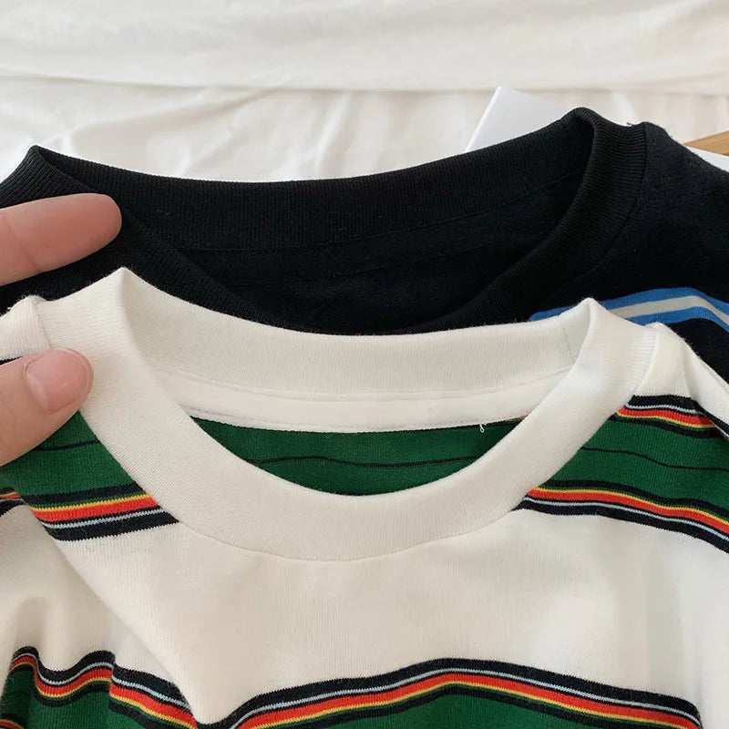 Striped Loose-Fit Long-Sleeve Tee – Casual Cotton Top