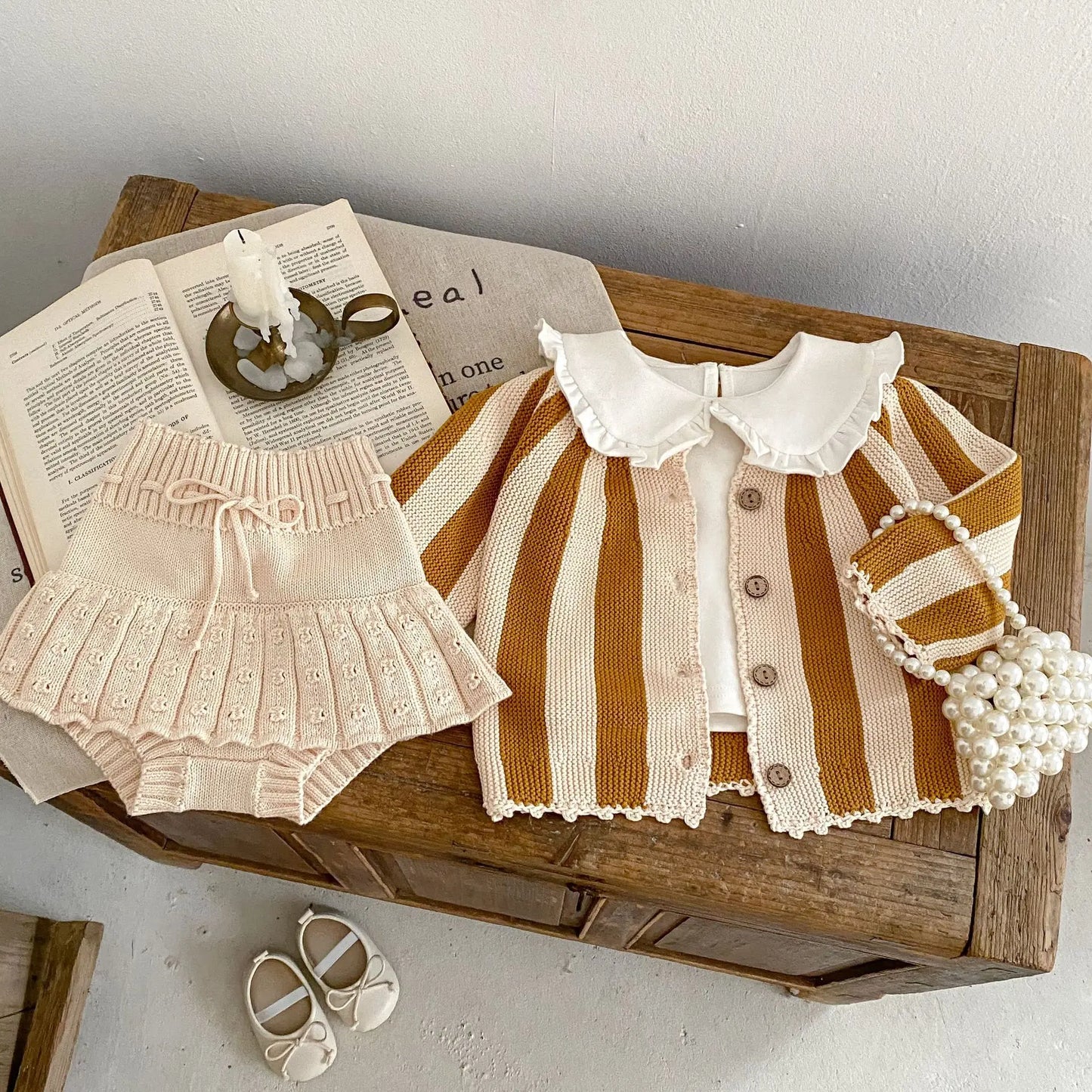 Striped Knit Sweater & Skirt Set – Cozy Two-Piece Outfit for Girls