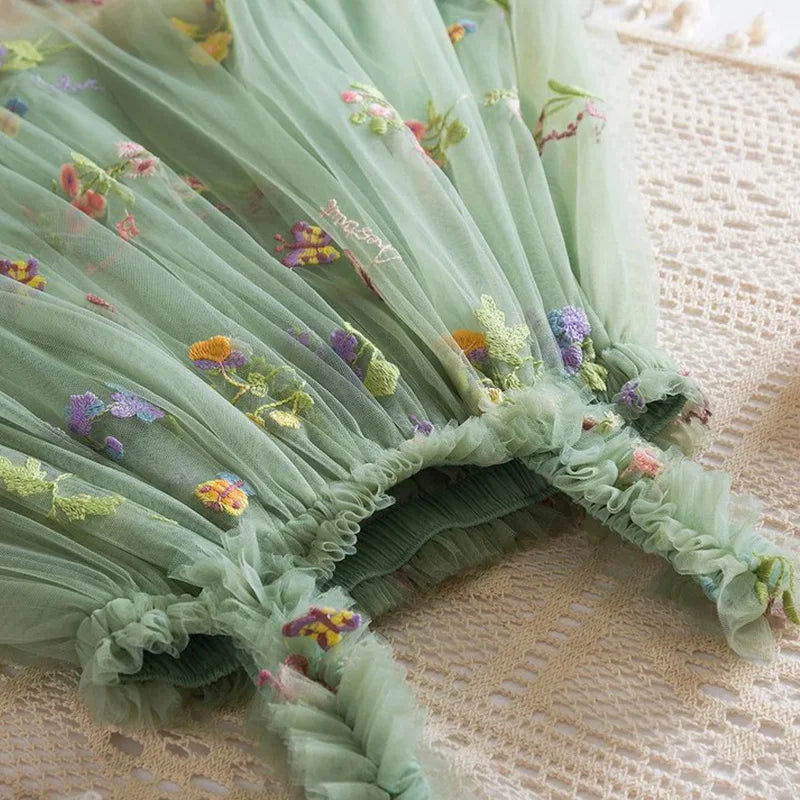 Embroidered Floral Princess Dress