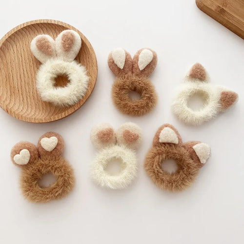 Fuzzy Animal Ears Hair Ties – 2PCS Set