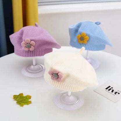 Knit Flower Beret