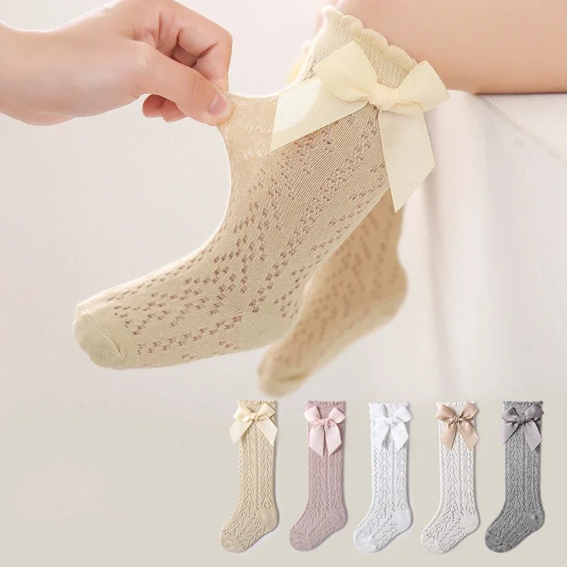 Lace Bow Knee-High Socks