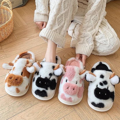 Cartoon Cow Home Slippers – Thick Sole