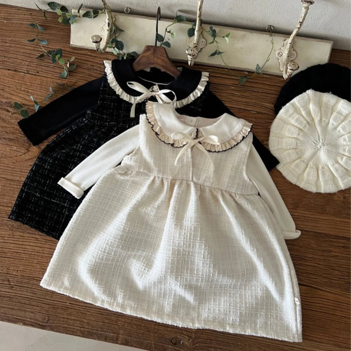 Elegant Tweed Bow Dress – Sleeveless One-Piece for Baby Girls