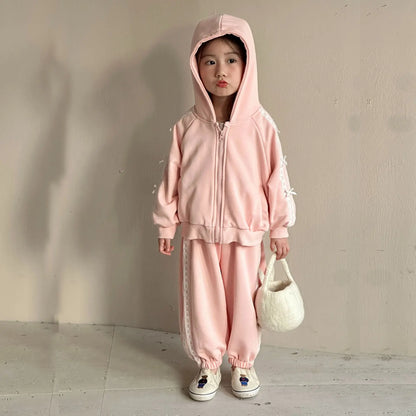 Cozy Lace-Trim Hoodie Tracksuit – 2PCS Set