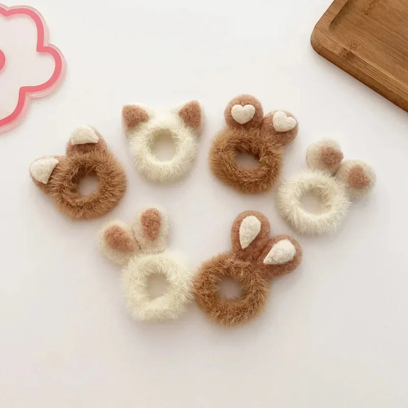 Fuzzy Animal Ears Hair Ties – 2PCS Set