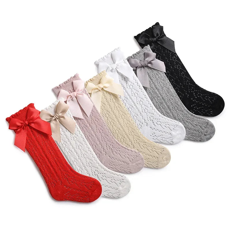 Lace Bow Knee-High Socks
