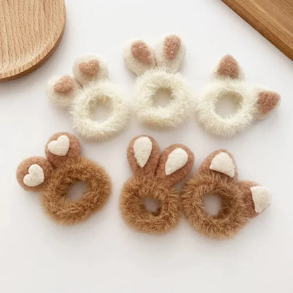 Fuzzy Animal Ears Hair Ties – 2PCS Set