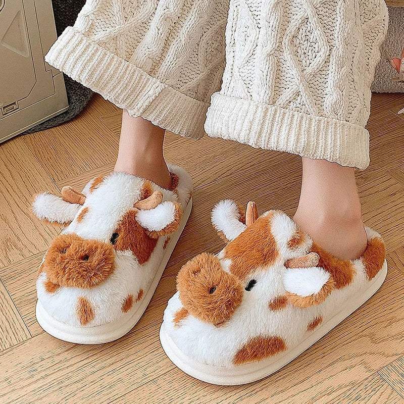 Cartoon Cow Home Slippers – Thick Sole