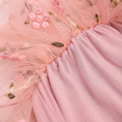 Floral Tulle Princess Dress with Headband