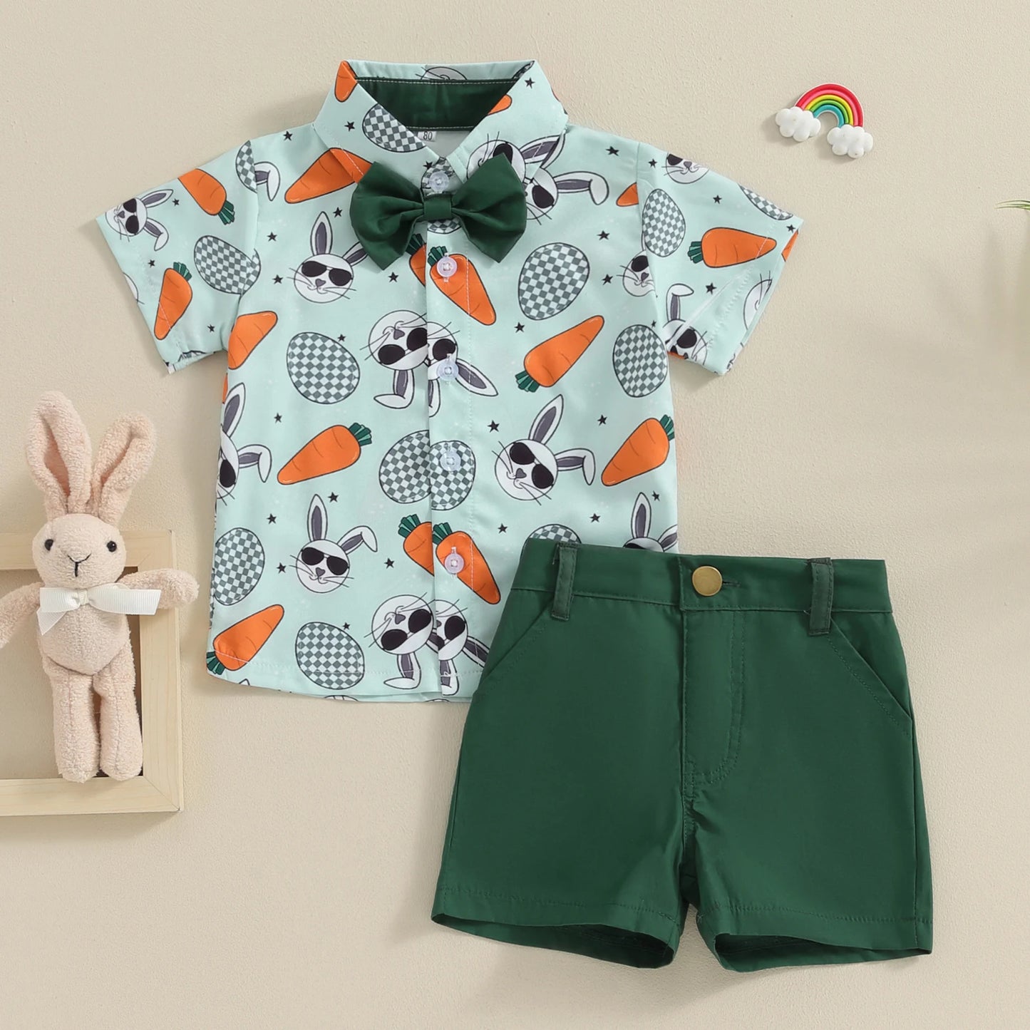 Toddler Baby Boy Summer Set – Short Sleeve Button Down Shirt & Shorts, Gentleman Outfits