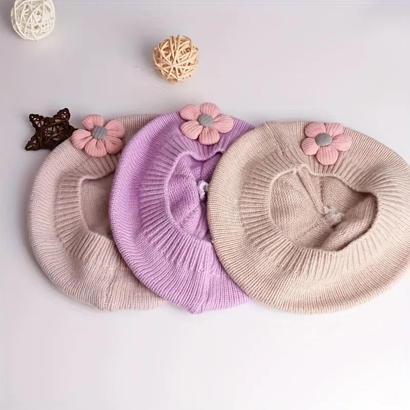 Knit Flower Beret