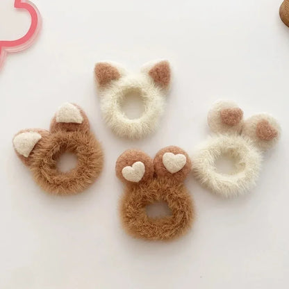 Fuzzy Animal Ears Hair Ties – 2PCS Set