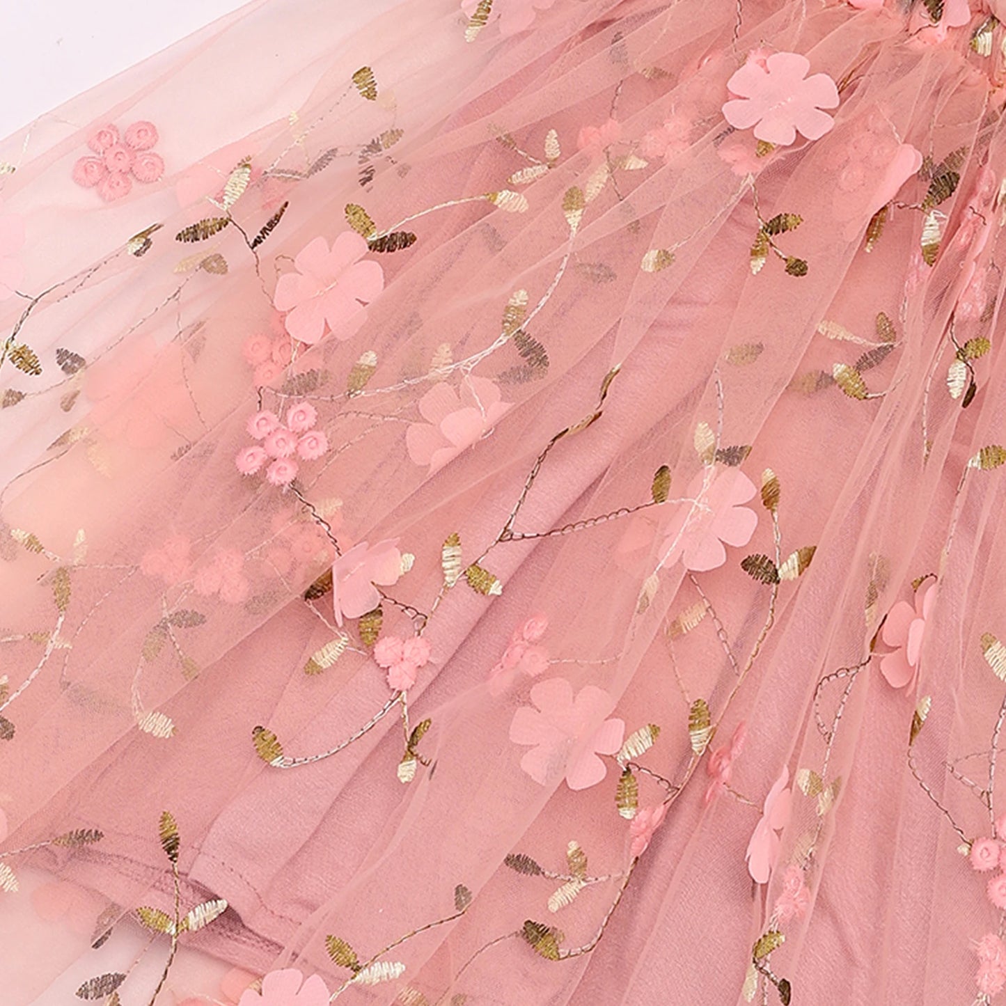 Floral Tulle Princess Dress with Headband