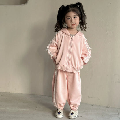 Cozy Lace-Trim Hoodie Tracksuit – 2PCS Set