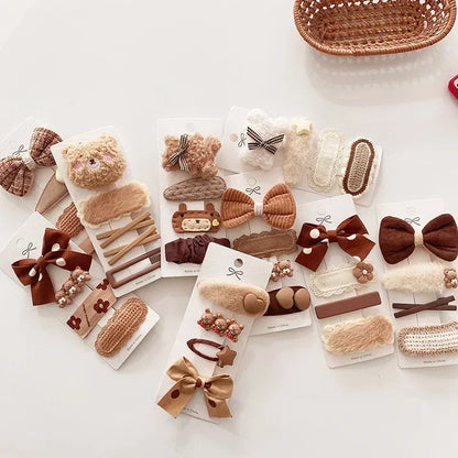 Cozy Bow & Bear Hair Clips – 4PCS Set