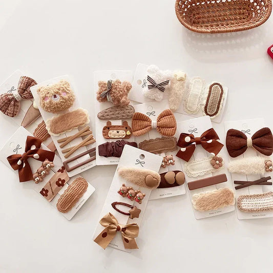 Cozy Bow & Bear Hair Clips – 4PCS Set