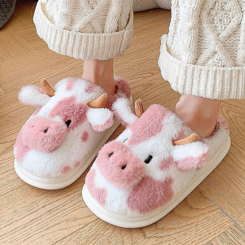Cartoon Cow Home Slippers – Thick Sole