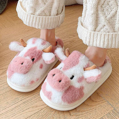 Cartoon Cow Home Slippers – Thick Sole