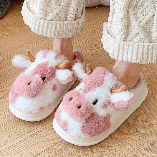 Cartoon Cow Home Slippers – Thick Sole
