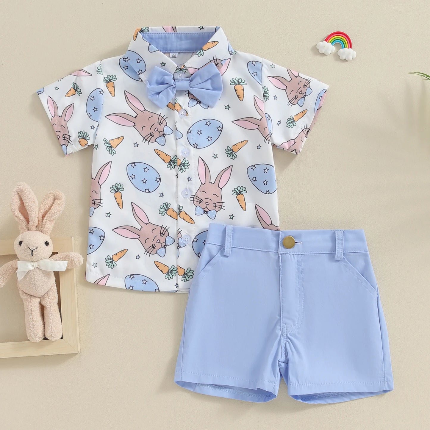 Toddler Baby Boy Summer Set – Short Sleeve Button Down Shirt & Shorts, Gentleman Outfits