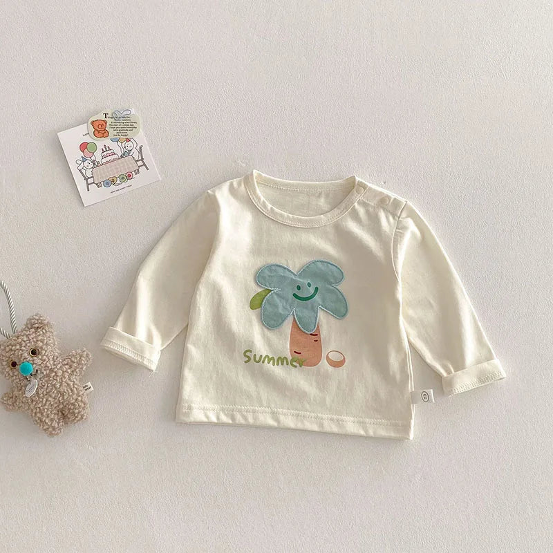 2025 New Spring Cartoon T-Shirts – Soft Cotton Long-Sleeve Tees for Kids (0-5Y)