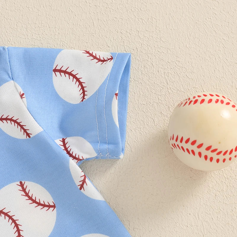 Toddler Boy Baseball Print Set – Summer Outfit