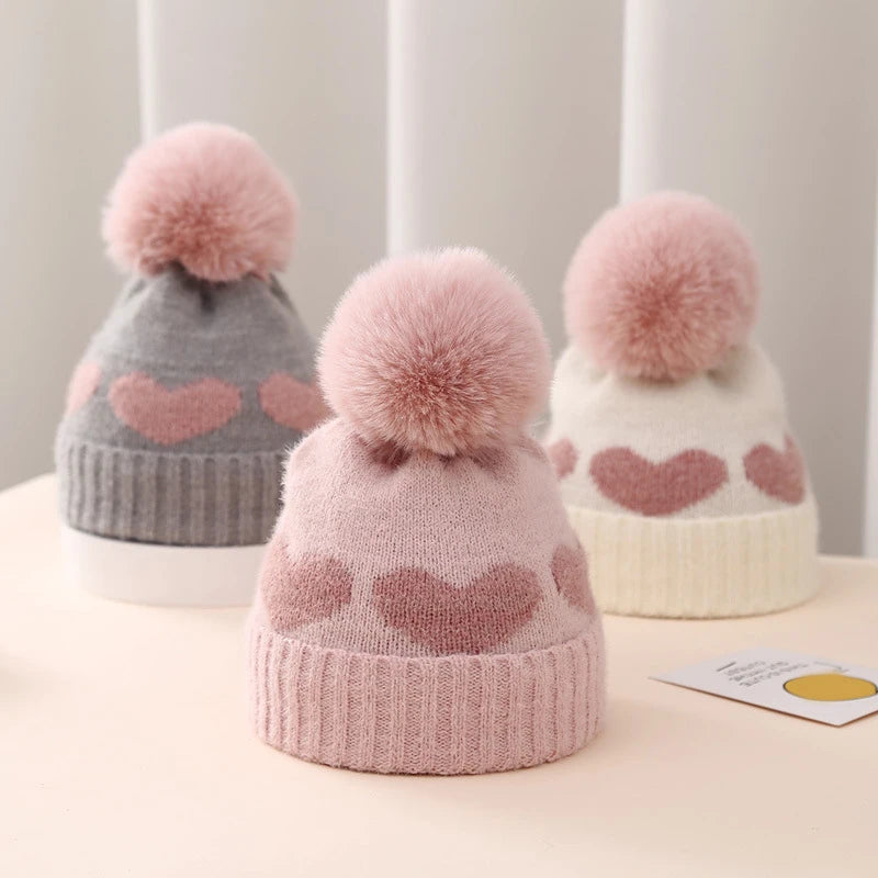 Heart Pom Pom Beanie