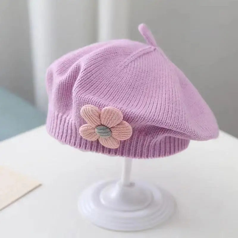Knit Flower Beret