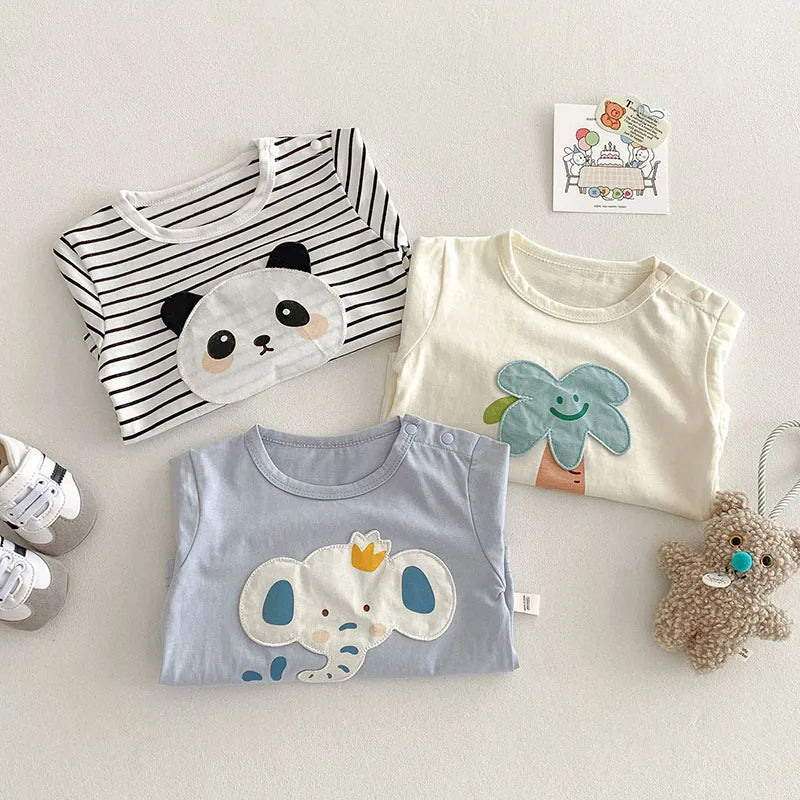 2025 New Spring Cartoon T-Shirts – Soft Cotton Long-Sleeve Tees for Kids (0-5Y)