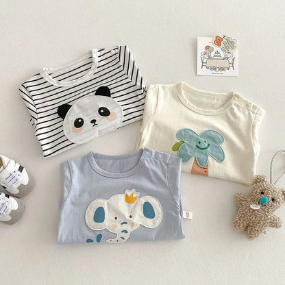 2025 New Spring Cartoon T-Shirts – Soft Cotton Long-Sleeve Tees for Kids (0-5Y)