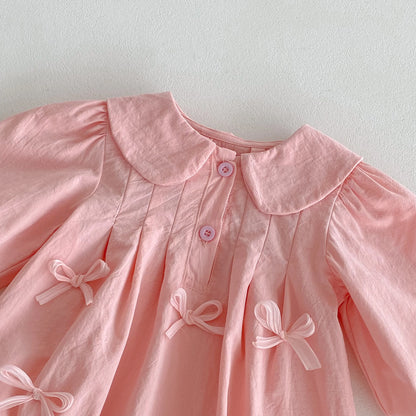 Sweet Bow Princess Onesie – Adorable Long-Sleeve Romper for Baby Girls (0-1Y)