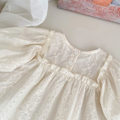 Elegant Embroidered Baby Set – 2PCS Cotton Outfit for Girls