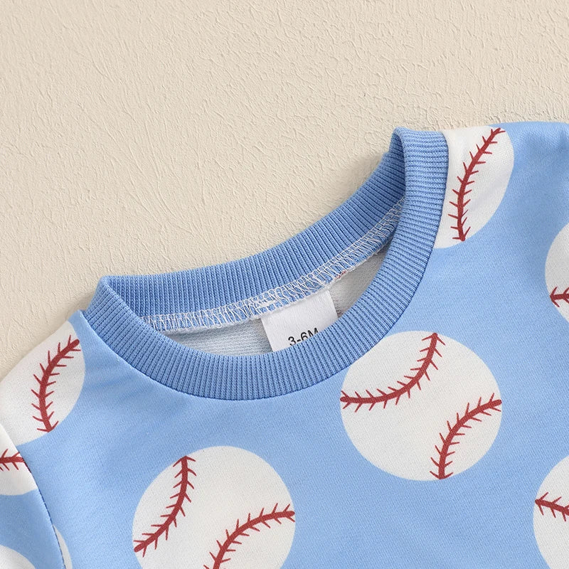 Toddler Boy Baseball Print Set – Summer Outfit