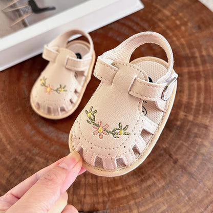Floral Embroidered Infant Sandals – Soft & Breathable First Walkers
