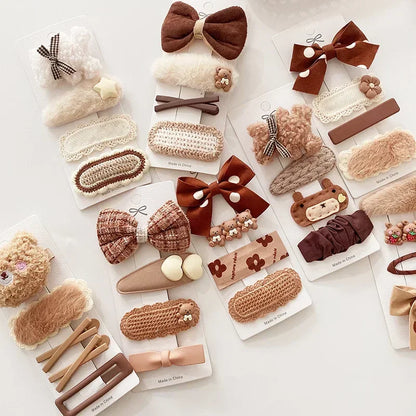 Cozy Bow & Bear Hair Clips – 4PCS Set