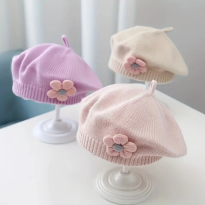 Knit Flower Beret