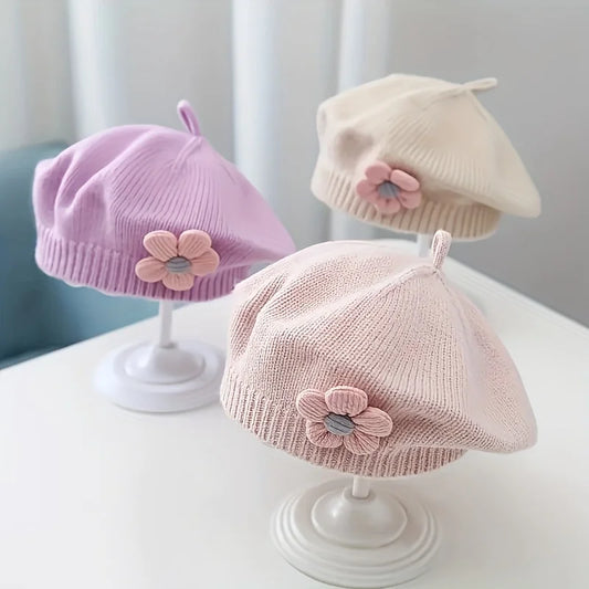 Knit Flower Beret
