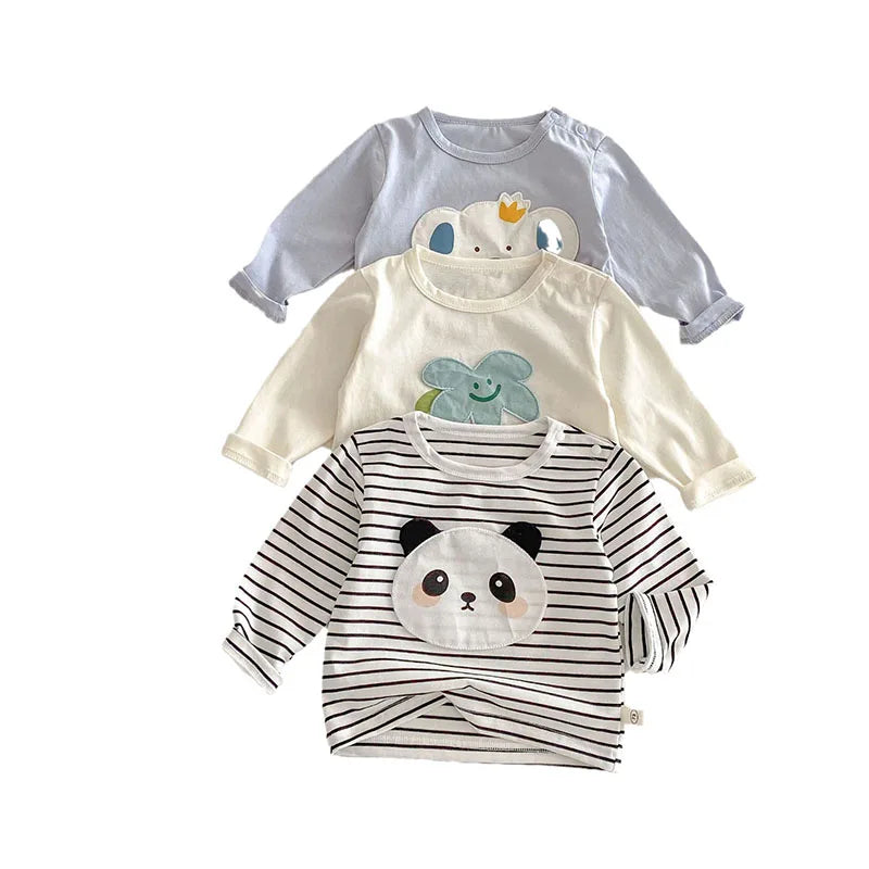 2025 New Spring Cartoon T-Shirts – Soft Cotton Long-Sleeve Tees for Kids (0-5Y)