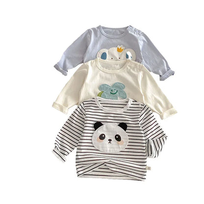 2025 New Spring Cartoon T-Shirts – Soft Cotton Long-Sleeve Tees for Kids (0-5Y)