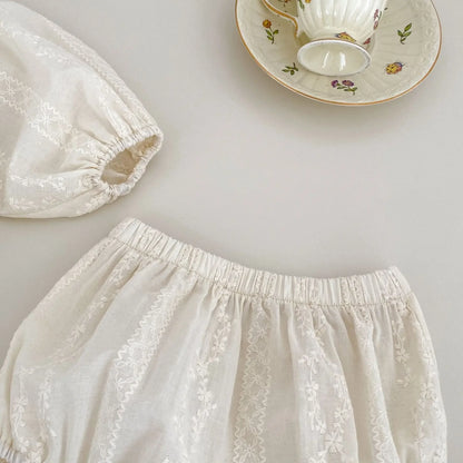 Elegant Embroidered Baby Set – 2PCS Cotton Outfit for Girls