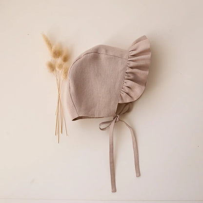 Cotton-Linen Romper & Bonnet Set – Soft & Elegant Baby Outfit