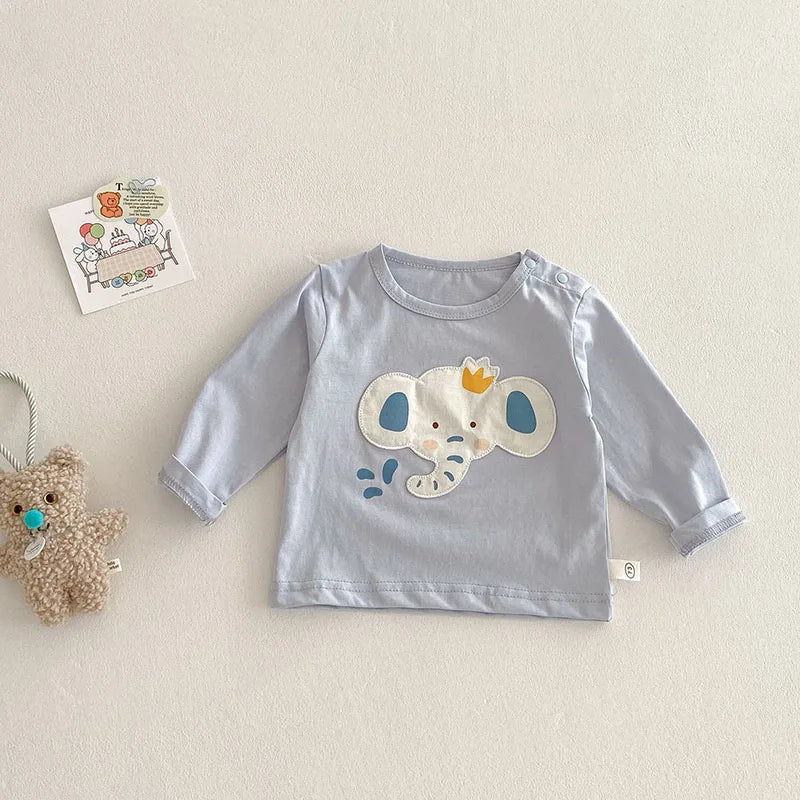2025 New Spring Cartoon T-Shirts – Soft Cotton Long-Sleeve Tees for Kids (0-5Y)