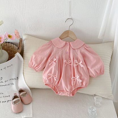 Sweet Bow Princess Onesie – Adorable Long-Sleeve Romper for Baby Girls (0-1Y)