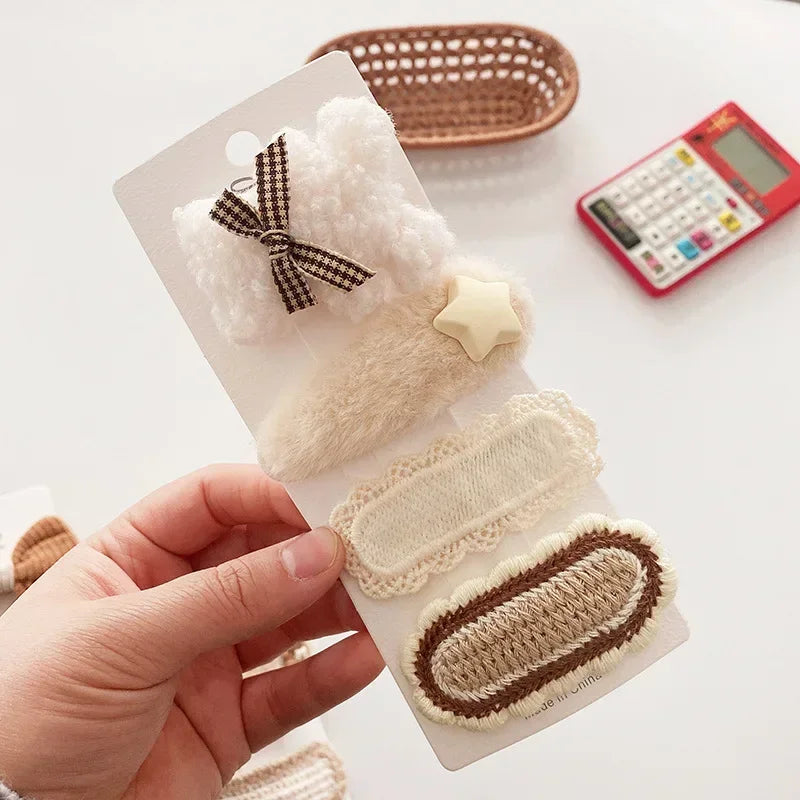 Cozy Bow & Bear Hair Clips – 4PCS Set