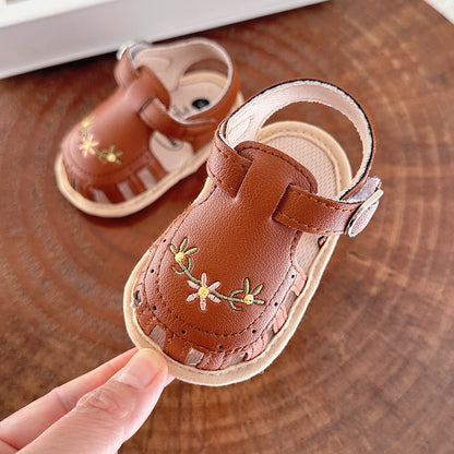 Floral Embroidered Infant Sandals – Soft & Breathable First Walkers