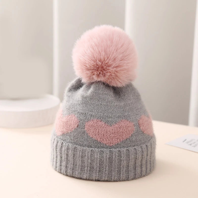 Heart Pom Pom Beanie
